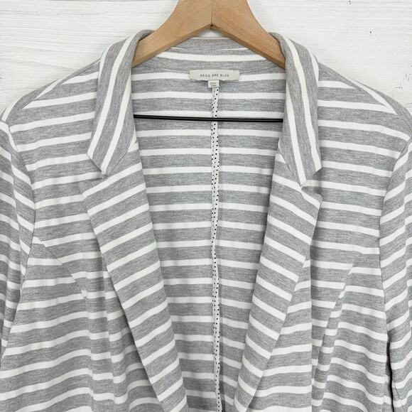 Stitch Fitch Skies‎ Are Blue Blazer Jacket XXL Striped Gray Open Front Pockets - Picture 2 of 14